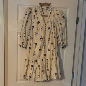 Entro Cream and Black Bow Mini Dress
